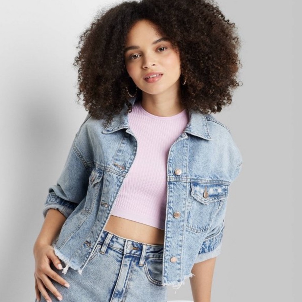 Wild Fable Cropped Denim Trucker Jacket